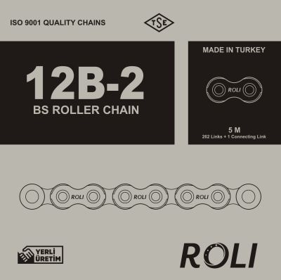 12B2 3-4x2 Zincir Roli Yerli Üretim Zincir Üç Çeyrek Çift Sıra Zincir DIN 8187 Hatve:19,05mm (Paket:5 metre) - 2