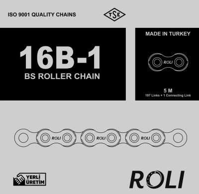 16B1 1x1 Zincir Roli Yerli Üretim Zincir Bir İnç Tek Sıra Zincir DIN 8187 Hatve:25,40mm (Paket:5 metre) - 2