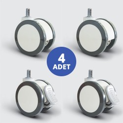 2 Adet EQ05ZKP50 Döner Civatalı + 2 Adet EQ05ZKP50F Döner Civatalı Frenli Plastik Maşalı Çap:50 Çift Kasnaklı Medikal Tekerlek 4lü Set 2xEQ05ZKP50+2xEQ05ZKP50F - EMES