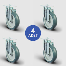 2 Adet ER01MKT100 Döner Tablalı + 2 Adet ER01MKT100F Döner Tablalı Frenli Termoplastik Kauçuk Tekerlek Çap:100 Taşıma Arabası Tekerlek Seti 2xER01MKT100+2xER01MKT100F - EMES