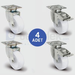 2 Adet EU01ZKZ50 Döner Tablalı + 2 Adet EU01ZKZ50F Döner Tablalı Frenli Poliamid Tekerlek Çap:50 Mobilya Tekerlek Seti 2xEU01ZKZ50+2xEU01ZKZ50F - EMES