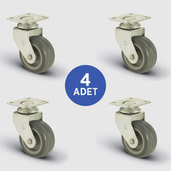 4 Adet EB01MKT50 Döner Tablalı Termoplastik Kauçuk Tekerlek Çap:50 Mobilya Tekerlek Seti 4xEB01MKT50 - EMES