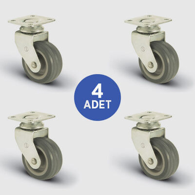4 Adet EB01MKT50 Döner Tablalı Termoplastik Kauçuk Tekerlek Çap:50 Mobilya Tekerlek Seti 4xEB01MKT50 - 1