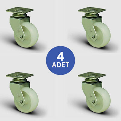 4 Adet EB01ZKZ50 Döner Tablalı Poliamid Tekerlek Çap:50 Mobilya Tekerlek Seti 4xEB01ZKZ50 - 1