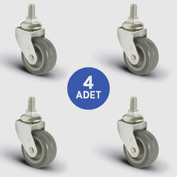 4 Adet EB05MKT50 Cıvata Bağlantılı Termoplastik Kauçuk Tekerlek Çap:50 Mobilya Tekerlek Seti 4xEB05MKT50 - EMES