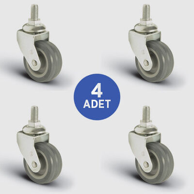 4 Adet EB05MKT50 Cıvata Bağlantılı Termoplastik Kauçuk Tekerlek Çap:50 Mobilya Tekerlek Seti 4xEB05MKT50 - 1