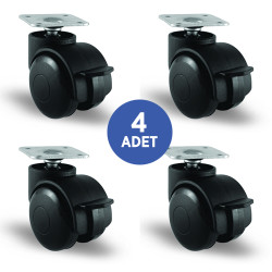 4 Adet EC01GMKM50F, Oynak Tablalı Frenli Mobilya Tekerleği Sehpa Tekeri, Çap:50, 4lü Set, Geniş Tip - 