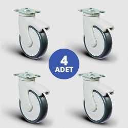 4 Adet EC01MBT100 Döner Tablalı Plastik Maşalı Çap:100 Medikal Ekipman Tekerleği Bilya Rulmanlı Oynak Maşalı 4lü Set 4xEC01MBT100 - EMES
