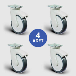 4 Adet EC01MBT125 Döner Tablalı Plastik Maşalı Çap:125 Medikal Ekipman Tekerleği Bilya Rulmanlı Oynak Maşalı 4lü Set 4xEC01MBT125 - EMES