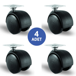 4 Adet EC01MKM50, Oynak Tablalı Mobilya Tekerleği Sehpa Tekeri, Çap:50, 4lü Set - Thumbnail
