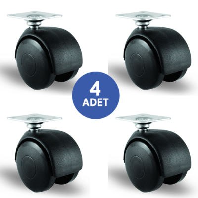 4 Adet EC01MKM50, Oynak Tablalı Mobilya Tekerleği Sehpa Tekeri, Çap:50, 4lü Set - 1