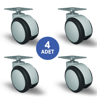 4 Adet EC01MKT75, Oynak Tablalı Mobilya Tekerleği Sehpa Tekeri, Çap:75, 4lü Set, Geniş Sessiz Tip - 1