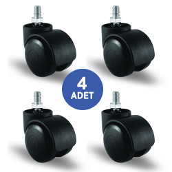 4 Adet EC05GMKM50 , Oynak Civatalı Mobilya Tekerleği Koltuk Tekeri, Çap:50, 4lü Set, Geniş Tip - 