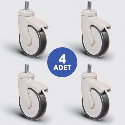 4 Adet EC05MBT100 Döner Civata Bağlantılı Plastik Maşalı Çap:100 Medikal Ekipman Tekerleği Bilya Rulmanlı Oynak Maşalı Civata Bağlantılı 4lü Set 4xEC05MBT100 - EMES