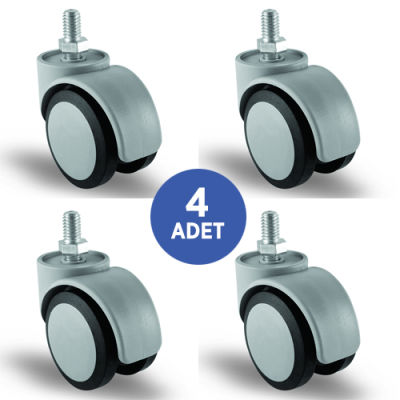 4 Adet EC05MKT50, Oynak Civatalı Mobilya Tekerleği Sehpa Tekeri, Çap:50, 4lü Set, Geniş Sessiz Tip - 1