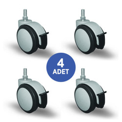 4 Adet EC05MKT50F, Oynak Civatalı Frenli Mobilya Tekerleği Sehpa Tekeri, Çap:50, 4lü Set, Geniş Sessiz Tip - 