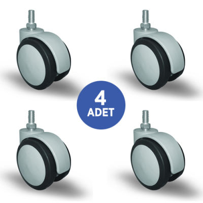 4 Adet EC05MKT75, Oynak Civatalı Mobilya Tekerleği Sehpa Tekeri, Çap:75, 4lü Set, Geniş Sessiz Tip - 1