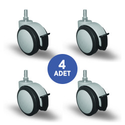 4 Adet EC05MKT75F, Oynak Civatalı Frenli Mobilya Tekerleği Sehpa Tekeri, Çap:75, 4lü Set, Geniş Sessiz Tip - Thumbnail