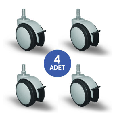 4 Adet EC05MKT75F, Oynak Civatalı Frenli Mobilya Tekerleği Sehpa Tekeri, Çap:75, 4lü Set, Geniş Sessiz Tip - 1