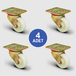 4 Adet ED01HKZ55 Döner Tablalı Poliamid Tekerlek Çap:55 Ağır Sanayi Tekerleği Sarı Maşalı Oynak Tabla Bağlantılı Burçlu 4xED01HKZ55 - EMES