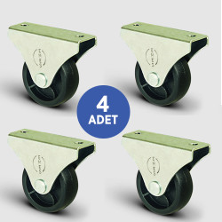EMES - 4 Adet EL02MKM32, Sabit Maşalı Mobilya Tekerleği, Sehpa Tekeri, Çap:32, 4lü Set