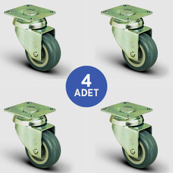 4 Adet EP01MKT100 Döner Tablalı Termoplastik Kauçuk Tekerlek Çap:100 Mobilya Tekerlek Seti 4xEP01MKT100 - EMES