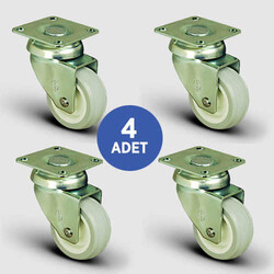 4 Adet EP01ZKC75 Döner Tablalı PVC Tekerlek Çap:75 Mobilya Tekerlek Seti 4xEP01ZKC75 - EMES