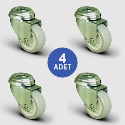 4 Adet EP04ZKC50 Delik Bağlantılı Tablalı PVC Tekerlek Çap:50 Mobilya Tekerlek Seti 4xEP04ZKC50 - 1