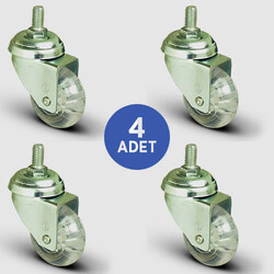 4 Adet EP05DKP50 Cıvata Bağlantılı Şeffaf Tekerlek Çap:50 Mobilya Tekerlek Seti 4xEP05DKP50 - EMES