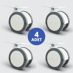 4 Adet EQ01ZKP50 Döner Tablalı Plastik Maşalı Çap:50 Çift Kasnaklı Medikal Tekerlek Oynak Maşalı 4lü Set 4xEQ01ZKP50 - EMES