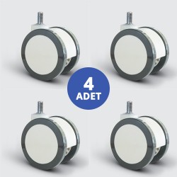 4 Adet EQ05ZKP50 Döner Civatalı Plastik Maşalı Çap:50 Çift Kasnaklı Medikal Tekerlek Oynak Civata Bağlantılı 4lü Set 4xEQ05ZKP50 - EMES