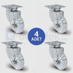 4 Adet EU01DKP50 Döner Tablalı Şeffaf Tekerlek Çap:50 Mobilya Tekerlek Seti 4xEU01DKP50 - EMES