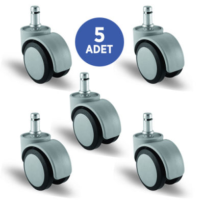 5 Adet EC03MKT50, Pimli Mobilya Tekerleği Koltuk Tekeri, Çap:50, 5li Set, Geniş Sessiz Tip - 1