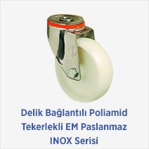 Delik Bağlantılı Poliamid Tekerlekli EM Paslanmaz INOX Serisi 