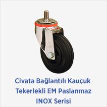 Civata Bağlantılı Kauçuk Tekerlekli EM Paslanmaz INOX Serisi 