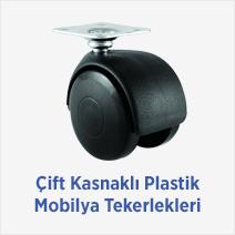 Çift Kasnaklı Plastik Mobilya Tekerlekleri 