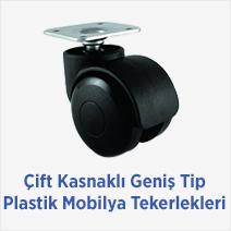 Çift Kasnaklı Geniş Tip Plastik Mobilya Tekerlekleri 