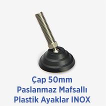 Çap 50mm Paslanmaz Mafsallı Plastik Ayaklar INOX 