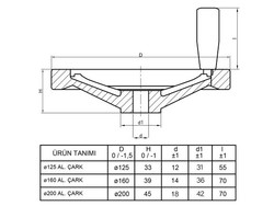 AÇKK125 Katlanır Kollu Alüminyum Çark Çap:125mm - Thumbnail