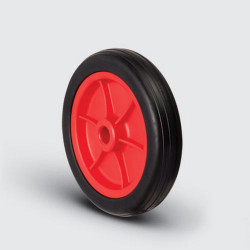 MKR200x40 Kırmızı/Sarı/Siyah Plastik Jantlı Kauçuk Kaplı Çap:200 Burçlu Tekerlek Genişlik:40 - Thumbnail