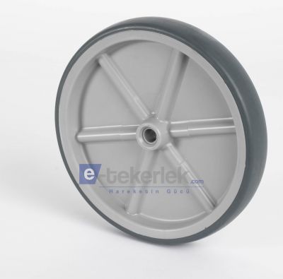 EMES - MKT200x32 Plastik Jantlı Termoplastik Kauçuk Kaplı Çap:200 Burçlu Tekerlek Genişlik:32