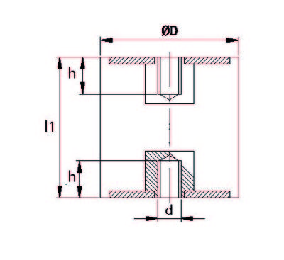 TBBP 2020 06 Çift Taraf Burçlu Titreşim Takozu Çap:20 Yükseklik:20, Pullu, 20x20 M6 Burçlu - 2