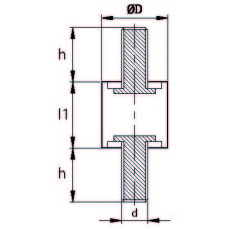 TCCP 3030 08 Çift Taraf Civatalı Titreşim Takozu Çap:30 Yükseklik:30, Pullu, 30x30 M8 Civatalı - Thumbnail