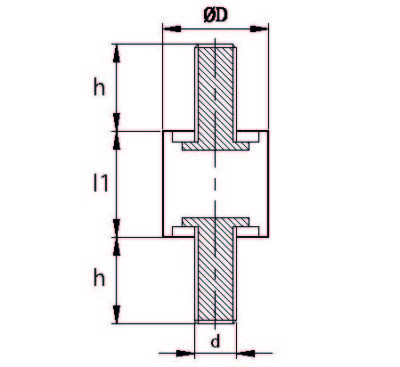 TCCP 3030 08 Çift Taraf Civatalı Titreşim Takozu Çap:30 Yükseklik:30, Pullu, 30x30 M8 Civatalı - 2