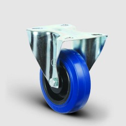 EM02ZMRm100 Sabit Maşalı Mavi Elastik Kauçuk Tekerlek Çap:100 Hafif Sanayi Tekerleği, Sabit, Tabla Bağlantılı, Masura Rulmanlı - Thumbnail