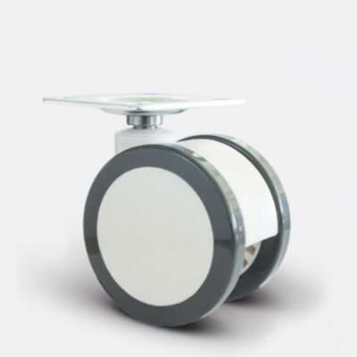 EQ01ZBP100 Döner Tablalı Plastik Maşalı Çap:100 Çift Kasnaklı Bilya Rulmanlı Medikal Tekerlek Oynak Maşalı - 1