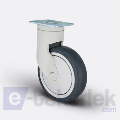 ESP01MBT100F Döner Tablalı Frenli Plastik Maşalı Çap:100 Medikal Ekipman Tekerleği Bilya Rulmanlı Oynak Maşalı Çift Bilya Yataklı - 1