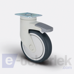 ESP01MBT100F Döner Tablalı Frenli Plastik Maşalı Çap:100 Medikal Ekipman Tekerleği Bilya Rulmanlı Oynak Maşalı Çift Bilya Yataklı - EMES