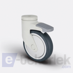 ESP04MBT125F Delik Bağlantılı Frenli Plastik Maşalı Çap:125 Medikal Ekipman Tekerleği Bilya Rulmanlı Oynak Maşalı Çift Bilya Yataklı - EMES