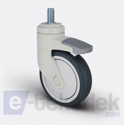 ESP05MBT125F Civata Bağlantılı Frenli Plastik Maşalı Çap:125 Medikal Ekipman Tekerleği Bilya Rulmanlı Oynak Maşalı Çift Bilya Yataklı - 1